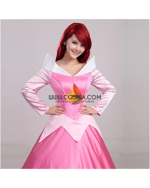 Princess Aurora Classic Pink Satin Sleeping Beauty Cosplay Costume