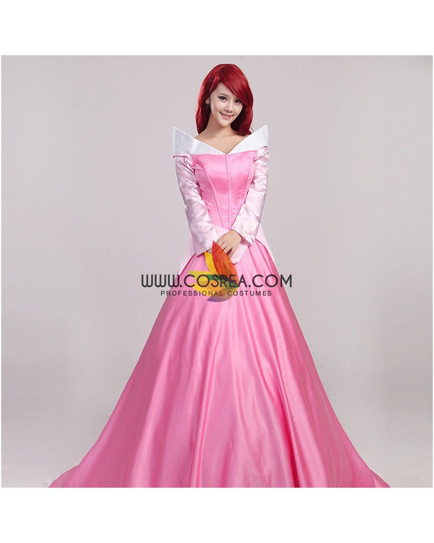 Princess Aurora Classic Pink Satin Sleeping Beauty Cosplay Costume