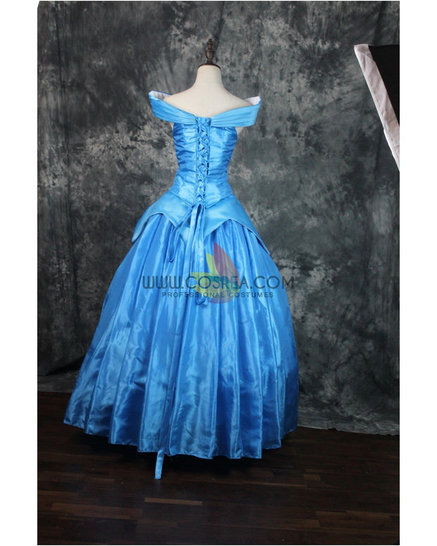 Cosrea Disney Sleeping Beauty Aurora Park Inspired Blue Brocade Cosplay Costume