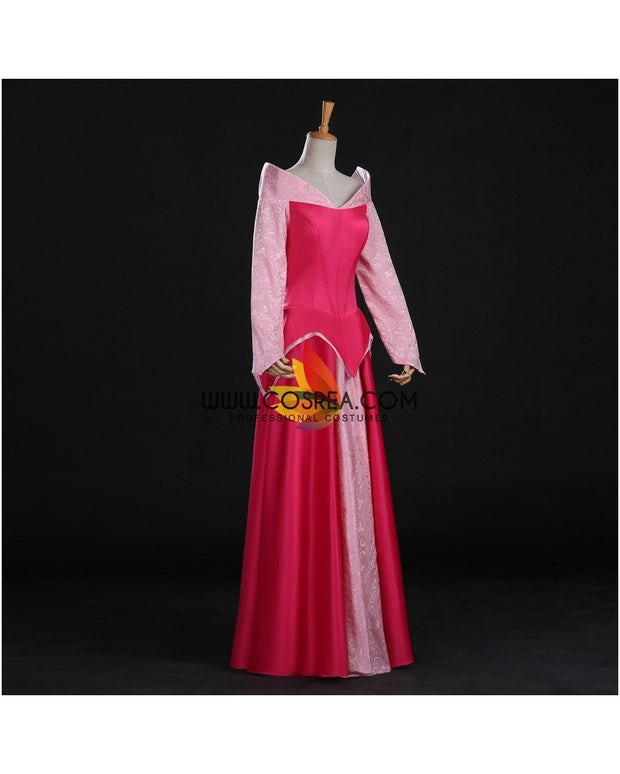 Princess Aurora Park Inspired Brocade Satin Sleeping Beauty Cosplay Costume