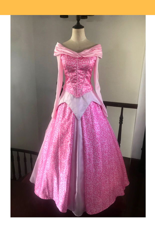 Cosrea Disney Sleeping Beauty Aurora Park Inspired Satin Cosplay Costume