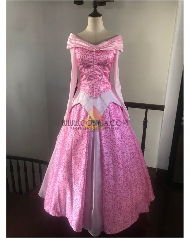 Cosrea Disney Sleeping Beauty Aurora Park Inspired Satin Cosplay Costume