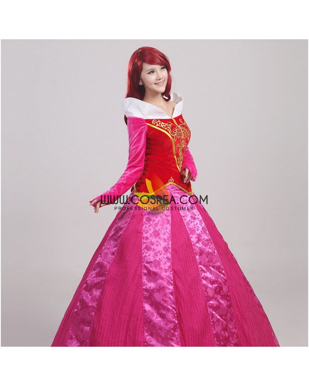 Princess Aurora Velvet Embroidered Sleeping Beauty Cosplay Costume