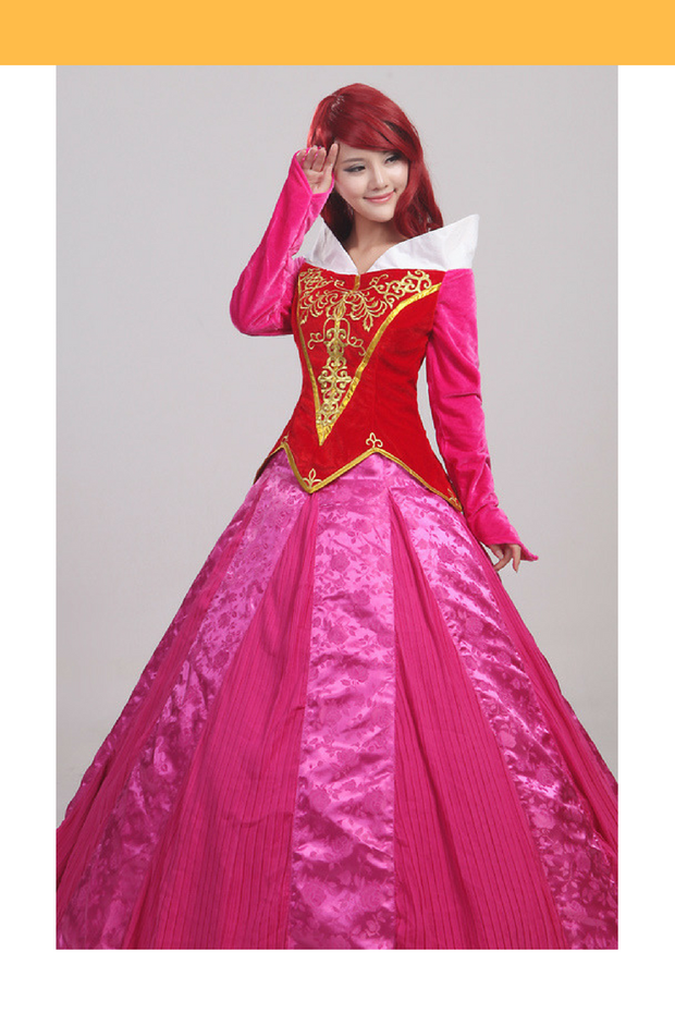 Cosrea Disney Sleeping Beauty Aurora Velvet Embroidered Cosplay Costume