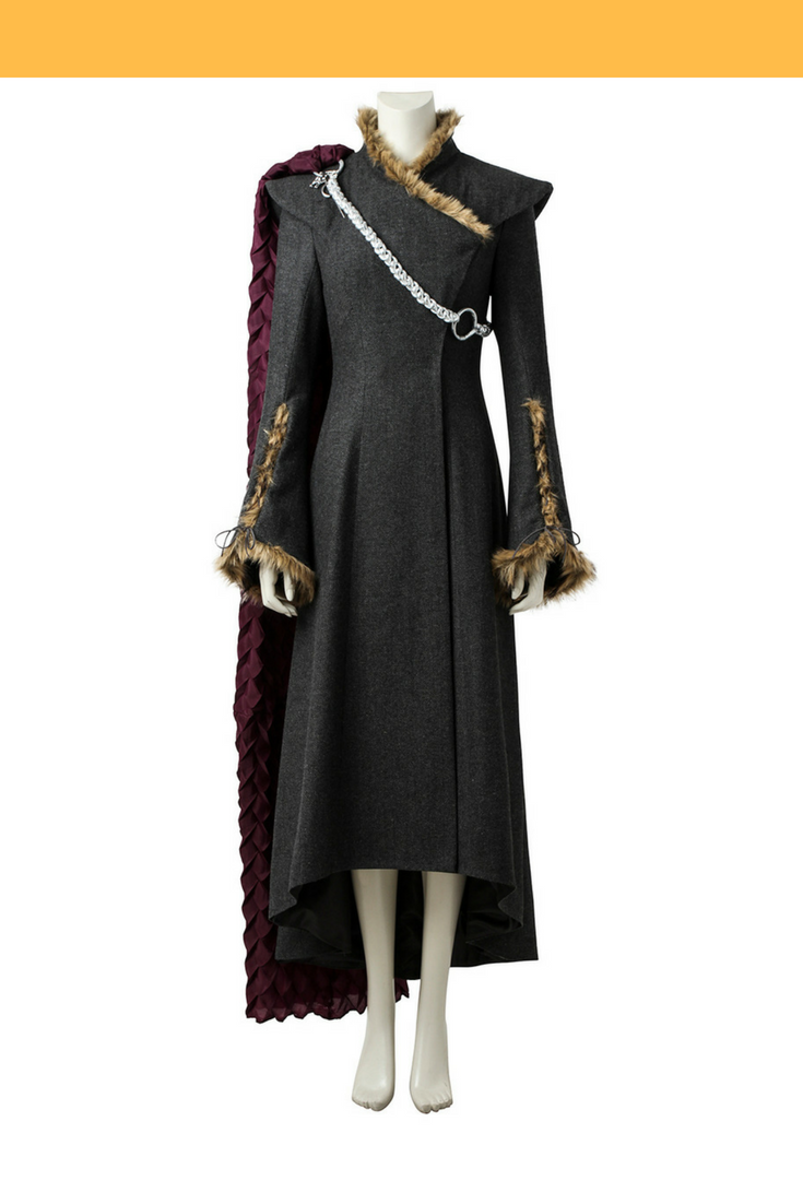 Cosrea F-J Game of Thrones Daenerys Chevron Fur Trimmed Cosplay Costume