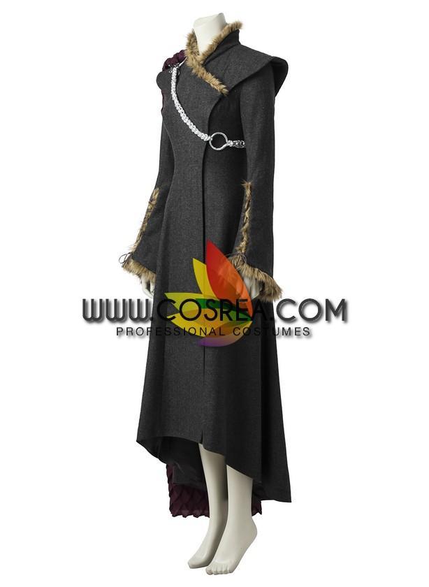 Cosrea F-J Game of Thrones Daenerys Chevron Fur Trimmed Cosplay Costume