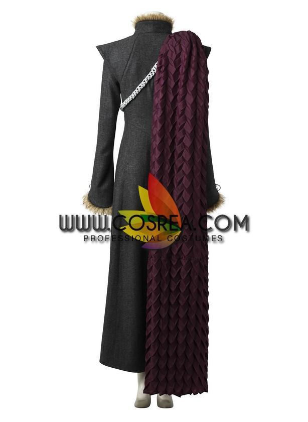 Cosrea F-J Game of Thrones Daenerys Chevron Fur Trimmed Cosplay Costume
