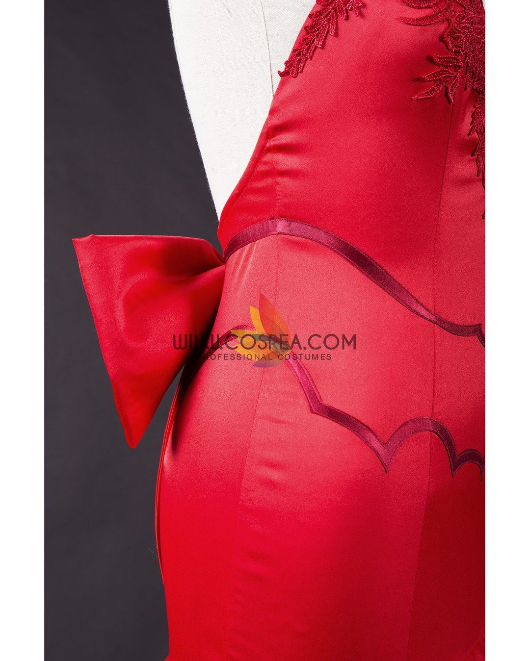 open lace back dress Final Fantasy VII Remake Rebirth FF7 Aerith Gainsborough Red Cosplay Costume Female / L main image 1