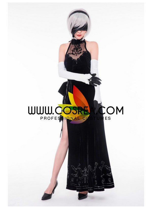 Cosrea Games NieR Automata 2B Evening Dress Cosplay Costume