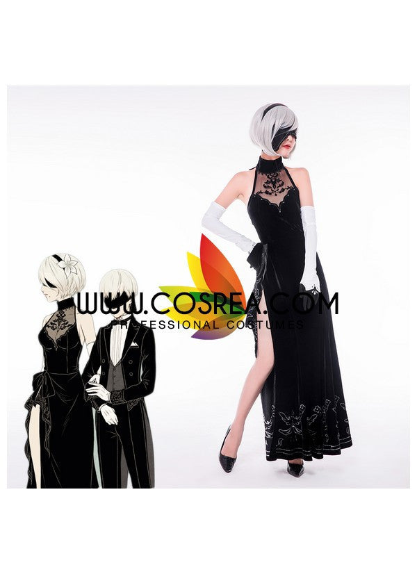 Cosrea Games NieR Automata 2B Evening Dress Cosplay Costume