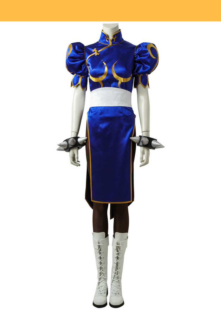 Street Fighter Chun Li Navy Blue Cosplay Costume with Boots