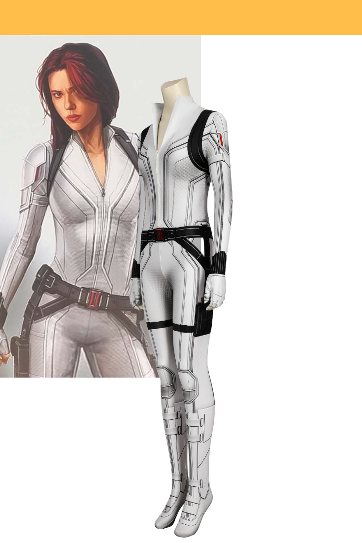 Cosrea Marvel Universe Black Widow 2021 Movie White Digital Printed Cosplay Costume