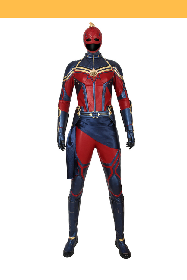 Cosrea Marvel Universe Captain Marvel Infinity War Metallic Blue PU Leather Cosplay Costume
