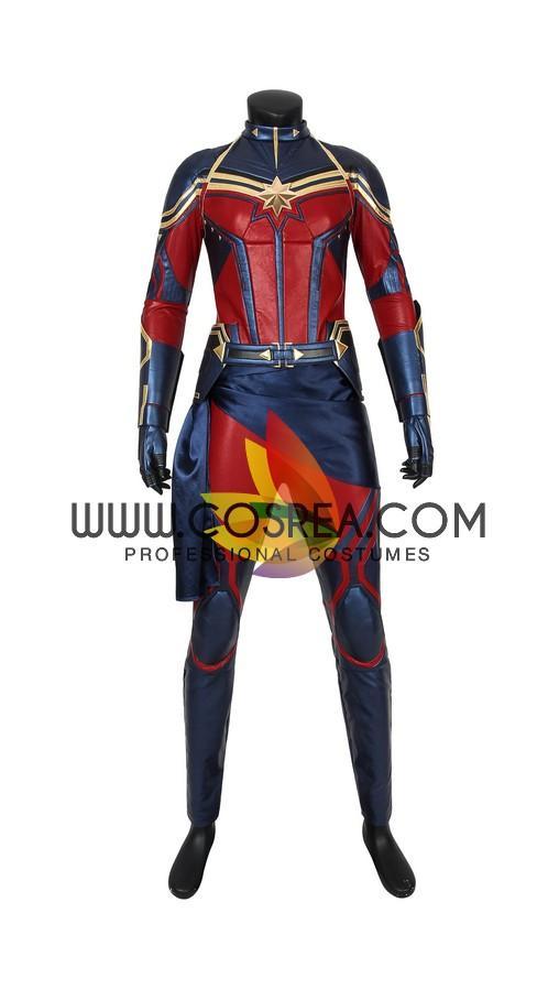 Cosrea Marvel Universe Captain Marvel Infinity War Metallic Blue PU Leather Cosplay Costume