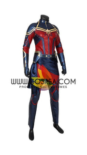 Cosrea Marvel Universe Captain Marvel Infinity War Metallic Blue PU Leather Cosplay Costume