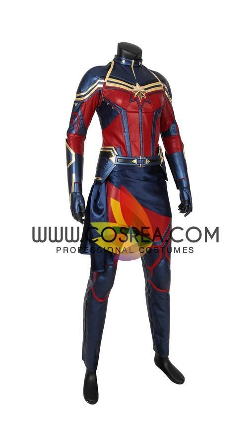 Cosrea Marvel Universe Captain Marvel Infinity War Metallic Blue PU Leather Cosplay Costume