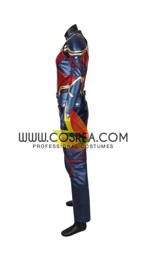 Cosrea Marvel Universe Captain Marvel Infinity War Metallic Blue PU Leather Cosplay Costume