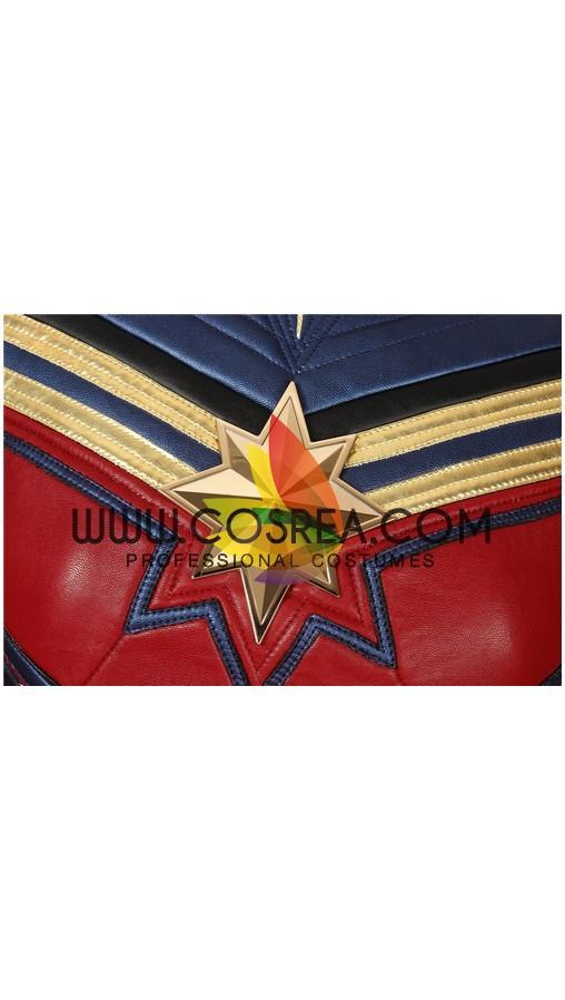 Cosrea Marvel Universe Captain Marvel Infinity War Metallic Blue PU Leather Cosplay Costume