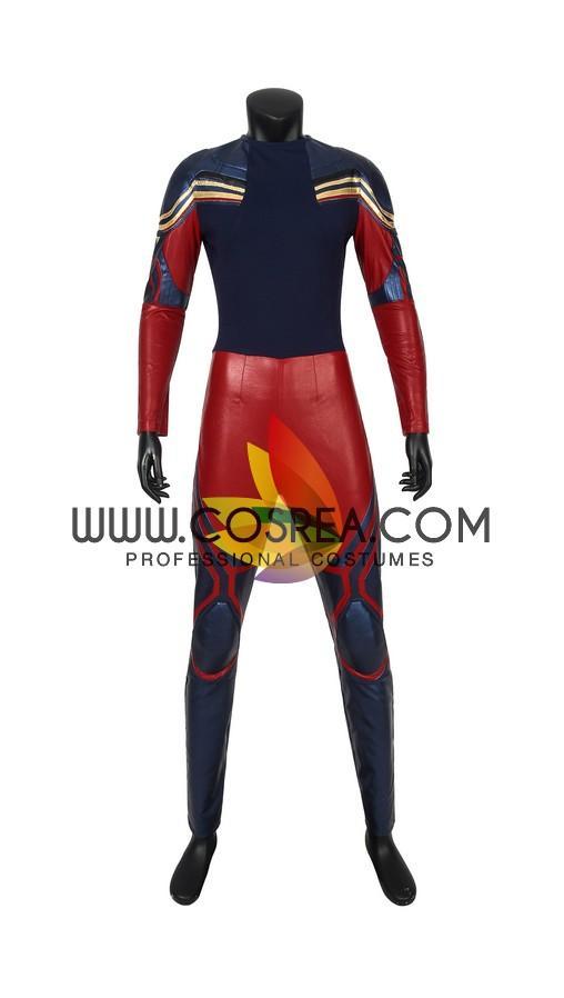 Cosrea Marvel Universe Captain Marvel Infinity War Metallic Blue PU Leather Cosplay Costume