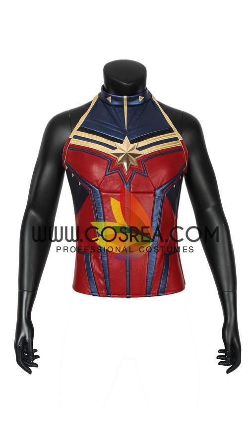 Cosrea Marvel Universe Captain Marvel Infinity War Metallic Blue PU Leather Cosplay Costume