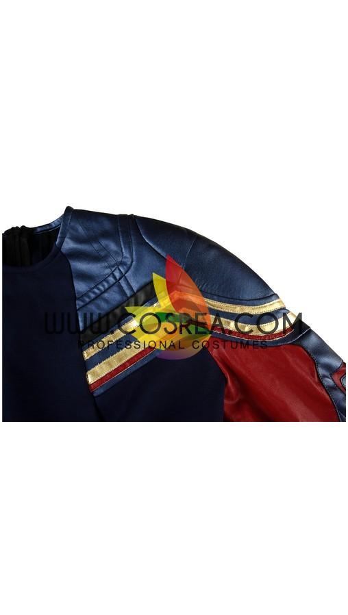Cosrea Marvel Universe Captain Marvel Infinity War Metallic Blue PU Leather Cosplay Costume