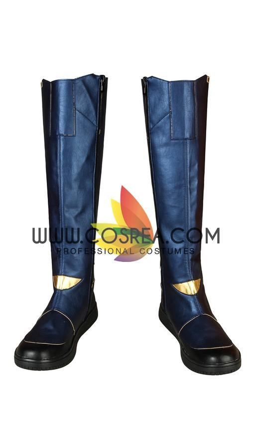 Cosrea Marvel Universe Captain Marvel Infinity War Metallic Blue PU Leather Cosplay Costume