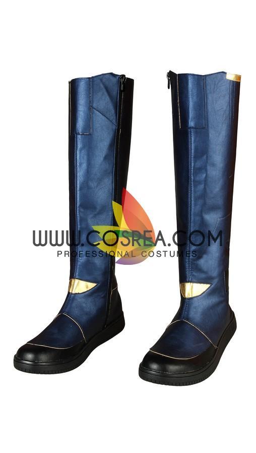 Cosrea Marvel Universe Captain Marvel Infinity War Metallic Blue PU Leather Cosplay Costume