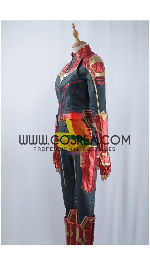Captain Marvel Metallic Navy PU Leather Cosplay Costume