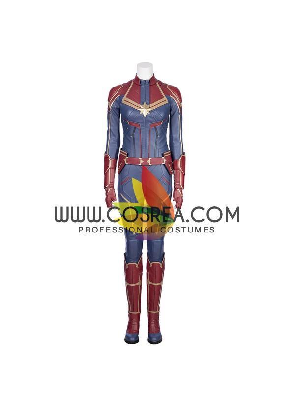 Captain Marvel Sapphire Blue PU Leather Cosplay Costume