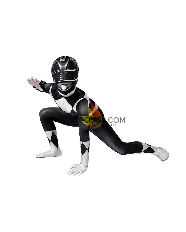 Cosrea Marvel Universe Mighty Morphin Power Rangers Black Ranger Kids Size Digital Printed Cosplay Costume