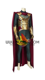 Cosrea Marvel Universe Mysterio Metallic Gold Spiderman Far From Home PU Leather Cosplay Costume