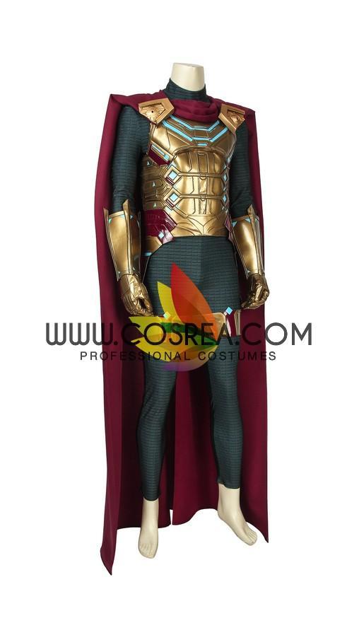 Cosrea Marvel Universe Mysterio Metallic Gold Spiderman Far From Home PU Leather Cosplay Costume