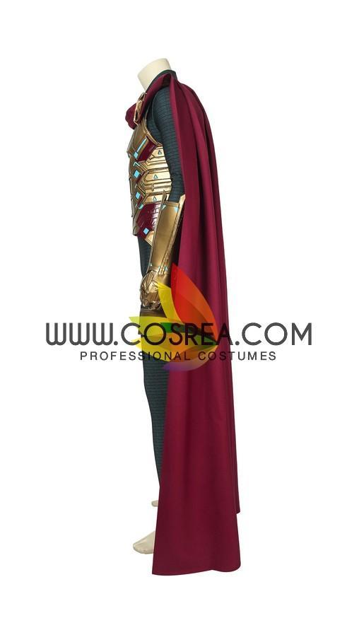 Cosrea Marvel Universe Mysterio Metallic Gold Spiderman Far From Home PU Leather Cosplay Costume