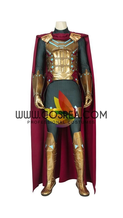 Cosrea Marvel Universe Mysterio Metallic Gold Spiderman Far From Home PU Leather Cosplay Costume