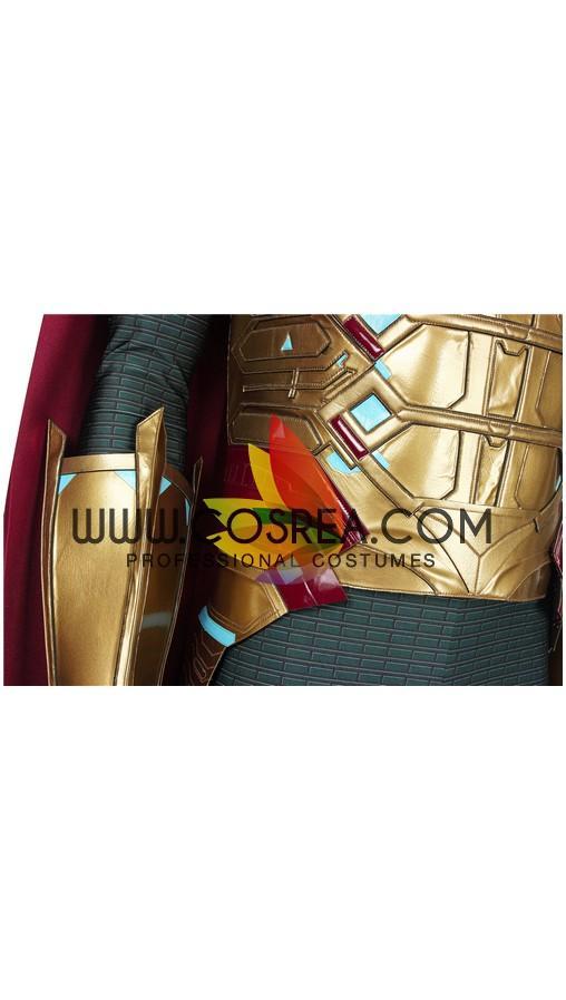 Cosrea Marvel Universe Mysterio Metallic Gold Spiderman Far From Home PU Leather Cosplay Costume