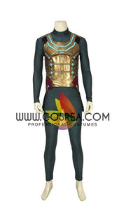 Cosrea Marvel Universe Mysterio Metallic Gold Spiderman Far From Home PU Leather Cosplay Costume