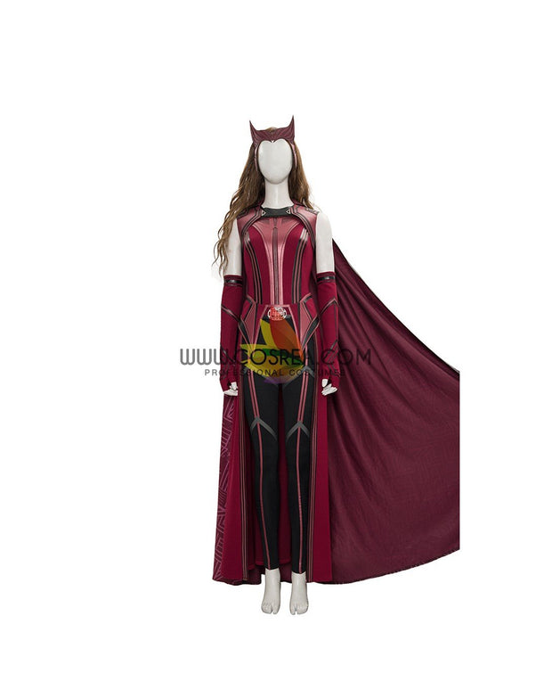 Cosrea Marvel Universe Scarlet Witch Finale Version In Bright Red Wanda And Vision TV Series Cosplay Costume