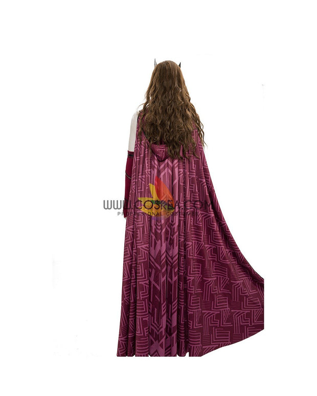 Cosrea Marvel Universe Scarlet Witch Finale Version In Bright Red Wanda And Vision TV Series Cosplay Costume