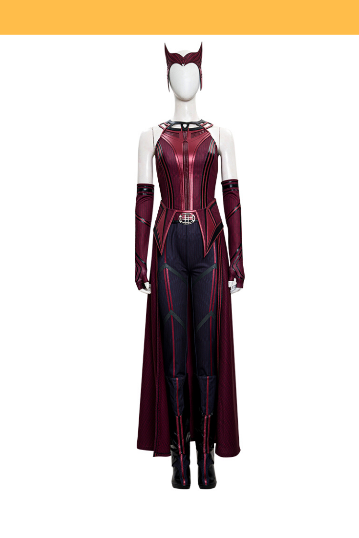 Cosrea Marvel Universe Scarlet Witch Finale Version With Patterned Cape Wanda And Vision TV Series Cosplay Costume