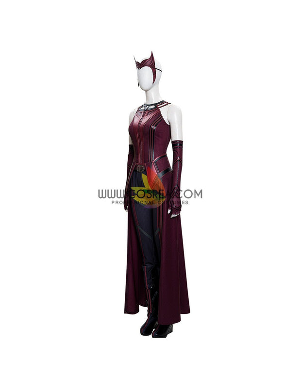 Cosrea Marvel Universe Scarlet Witch Finale Version With Patterned Cape Wanda And Vision TV Series Cosplay Costume