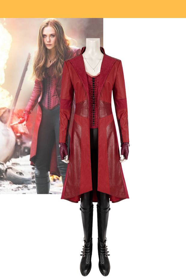 Cosrea Marvel Universe Scarlet Witch The Civil War Bright Red Cosplay Costume