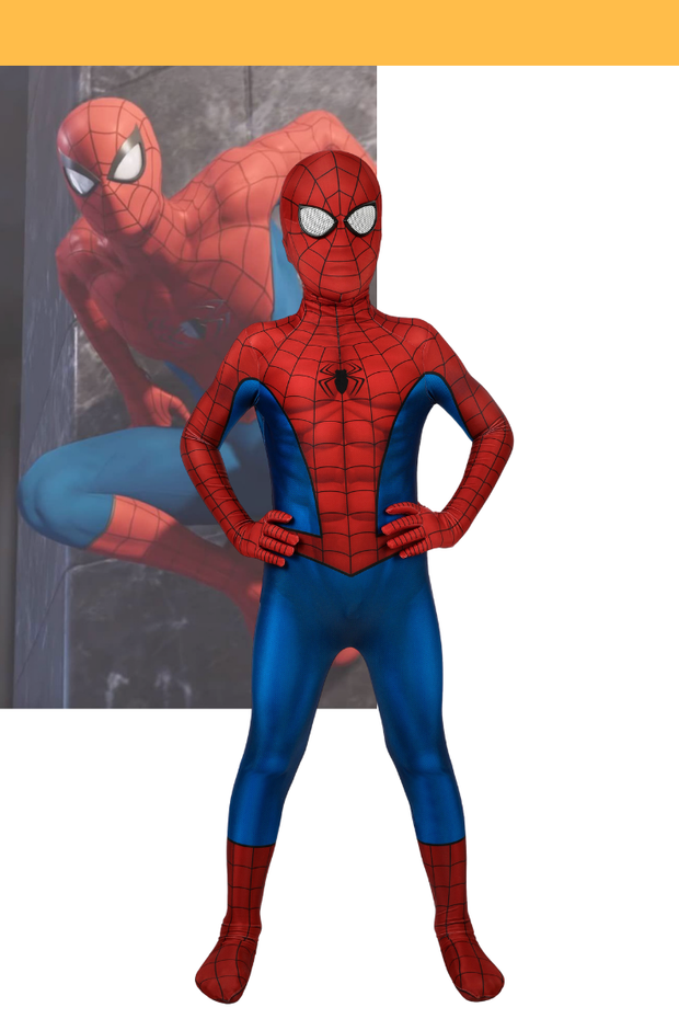 Spiderman PS4 Game Version Kids Size Digital Printed Cosplay Costume - Cosrea Cosplay