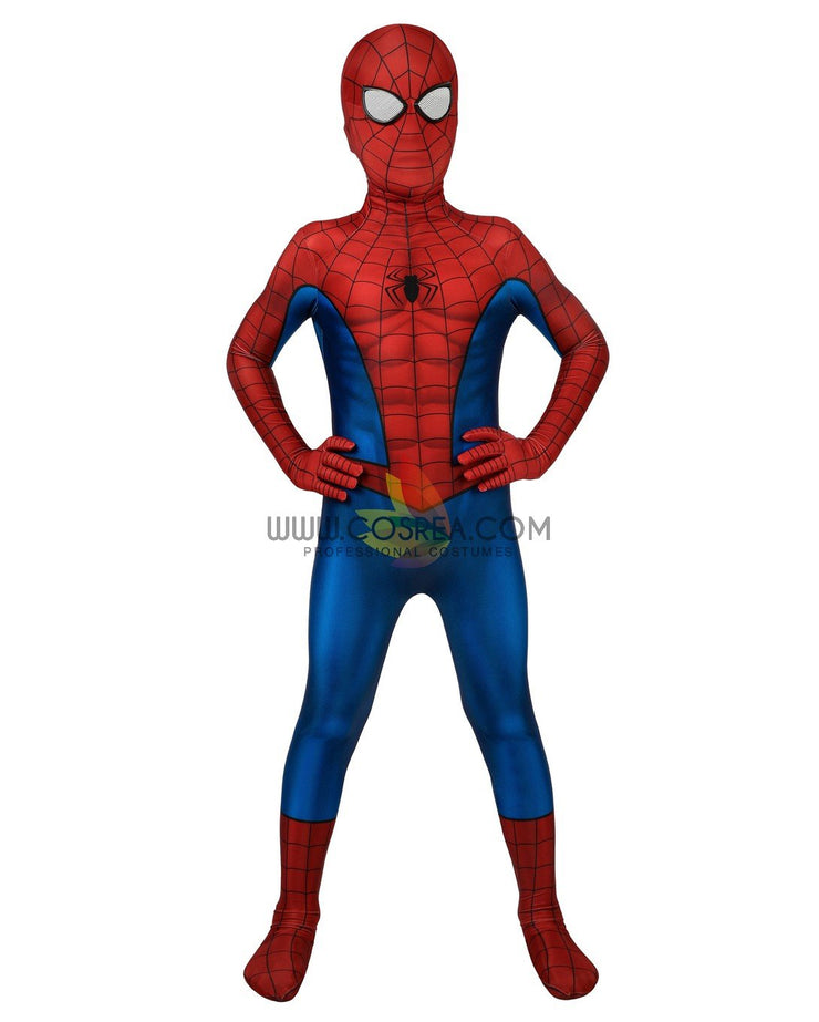 Cosrea Marvel Universe Spiderman PS4 Game Classic Version Kids Size Digital Printed Cosplay Costume