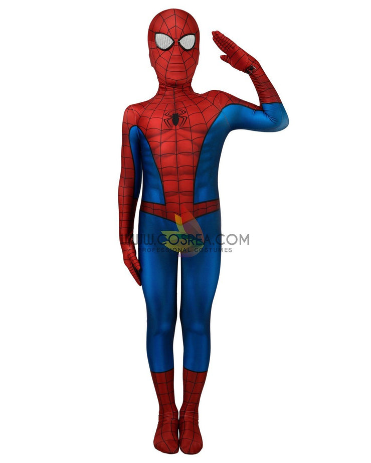 Cosrea Marvel Universe Spiderman PS4 Game Classic Version Kids Size Digital Printed Cosplay Costume