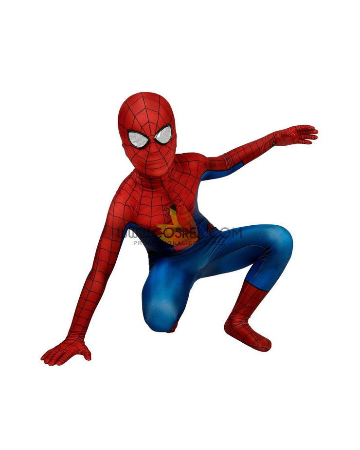 Cosrea Marvel Universe Spiderman PS4 Game Classic Version Kids Size Digital Printed Cosplay Costume