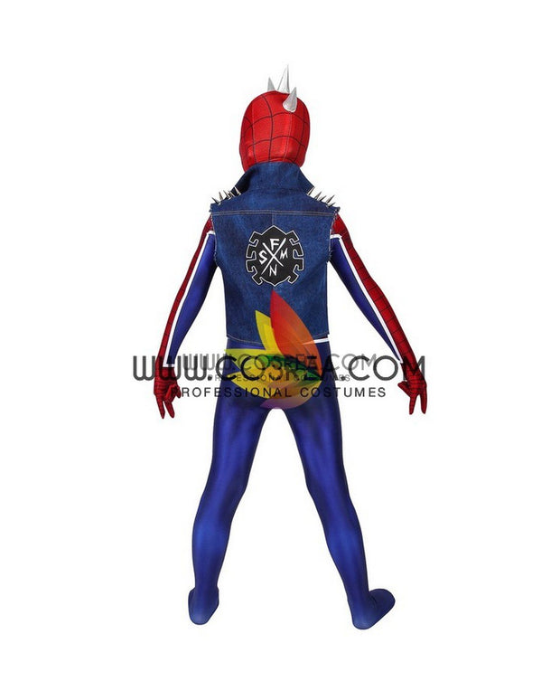Cosrea Marvel Universe Spiderman PS4 Game Punk Suit Kids Size Digital Printed Cosplay Costume