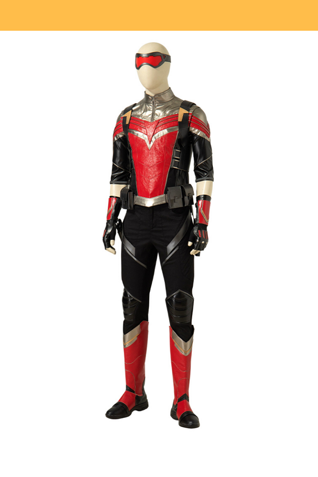 Cosrea Marvel Universe The Falcon And Winter Soldier TV Series  Black And Red Full PU Leather Version Cosplay Costume