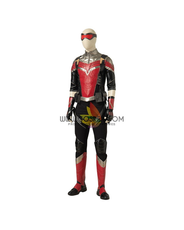 Cosrea Marvel Universe The Falcon And Winter Soldier TV Series  Black And Red Full PU Leather Version Cosplay Costume