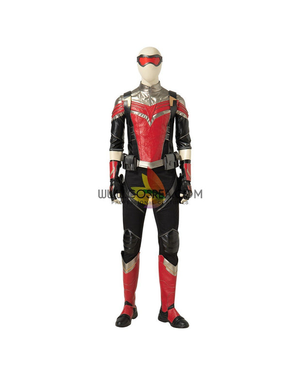 Cosrea Marvel Universe The Falcon And Winter Soldier TV Series  Black And Red Full PU Leather Version Cosplay Costume
