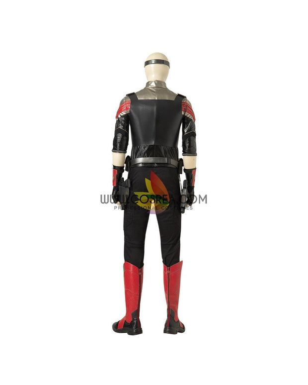 Cosrea Marvel Universe The Falcon And Winter Soldier TV Series  Black And Red Full PU Leather Version Cosplay Costume